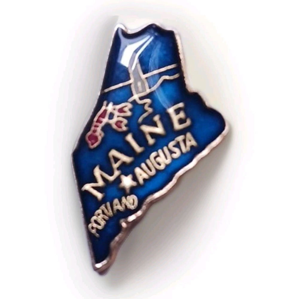 Vintage Enamel Maine Lobster Lighthouse Lapel Pin